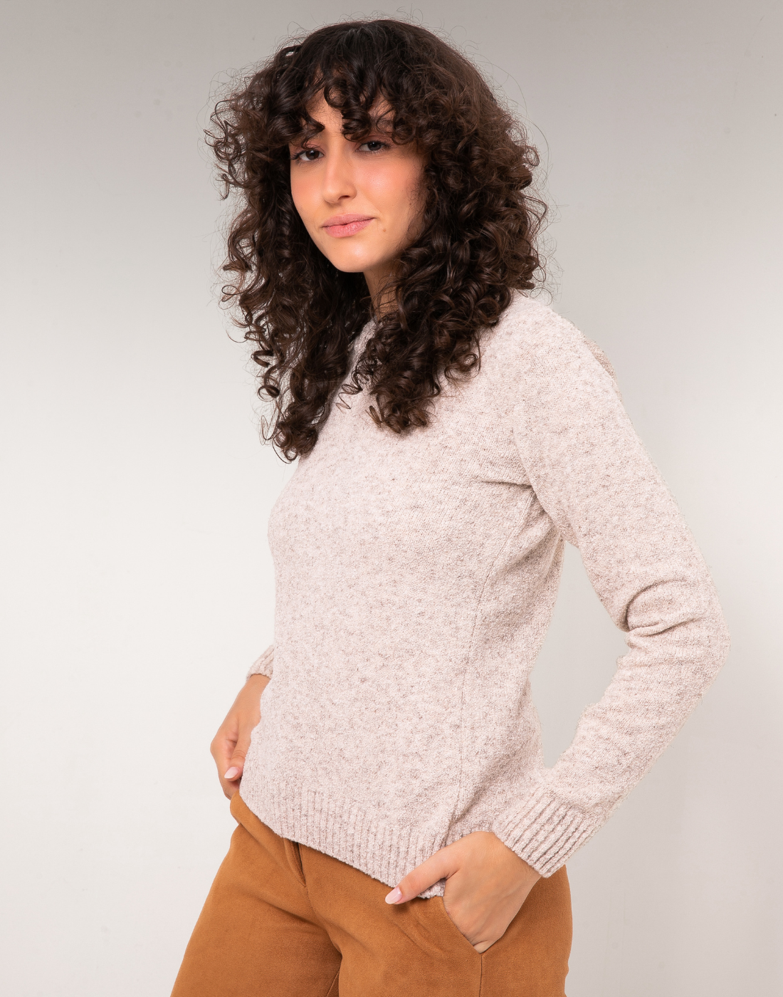 Blusa Mousse Básica Bege Névoa