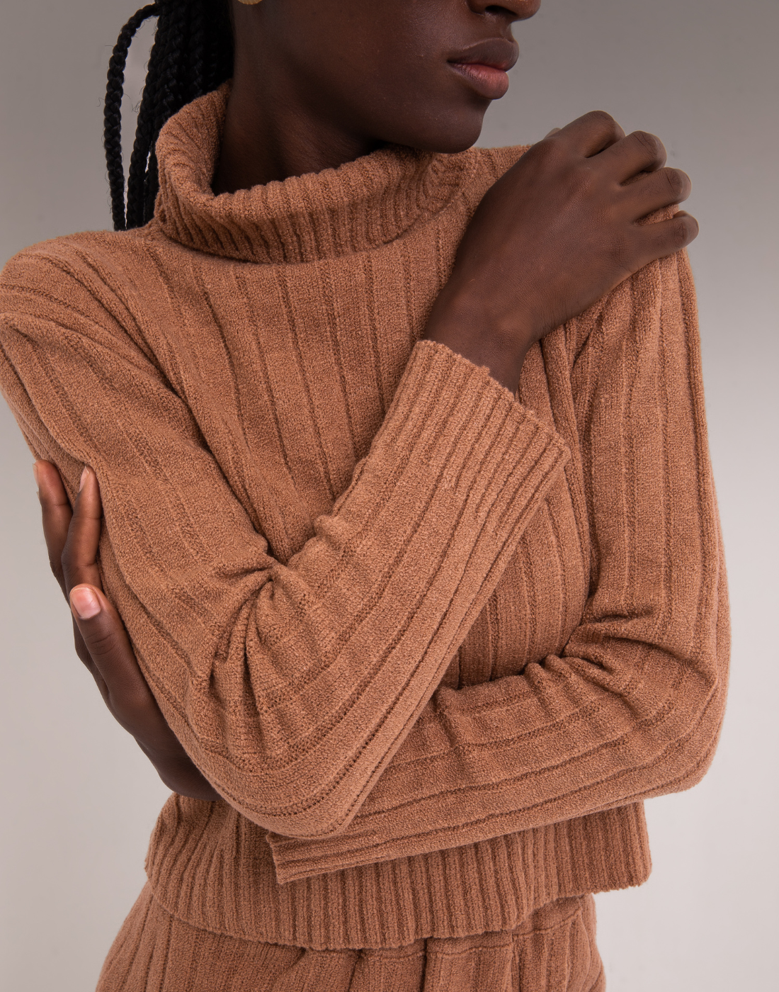 Blusa Mousse Canelada Caramelo Suave