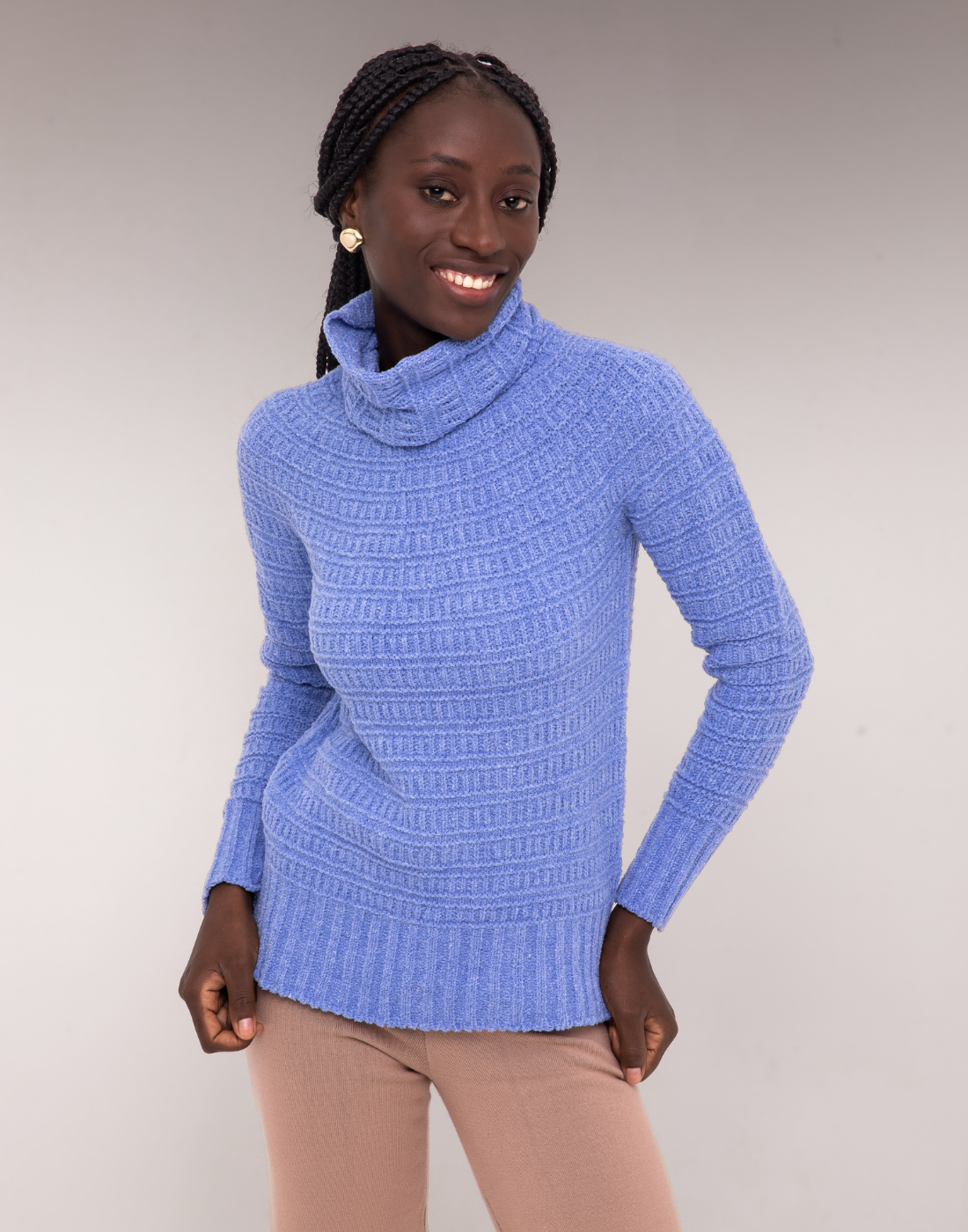 Blusa Mousse com Gola Avulsa Laurette Azul Claro