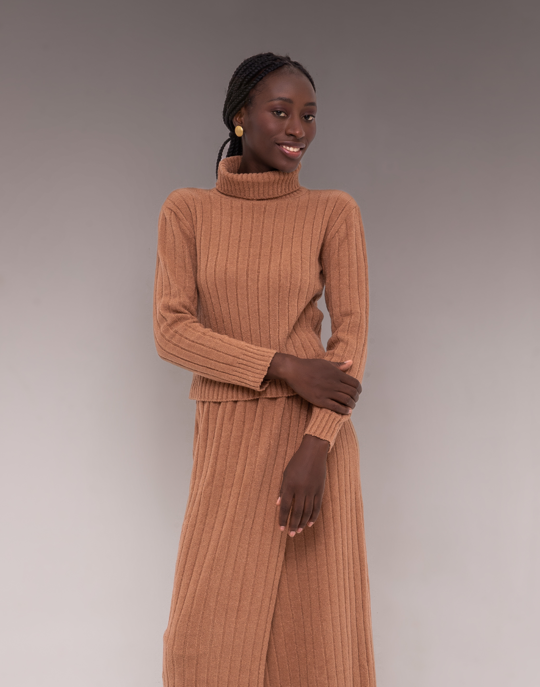 Blusa Mousse Canelada Caramelo Suave