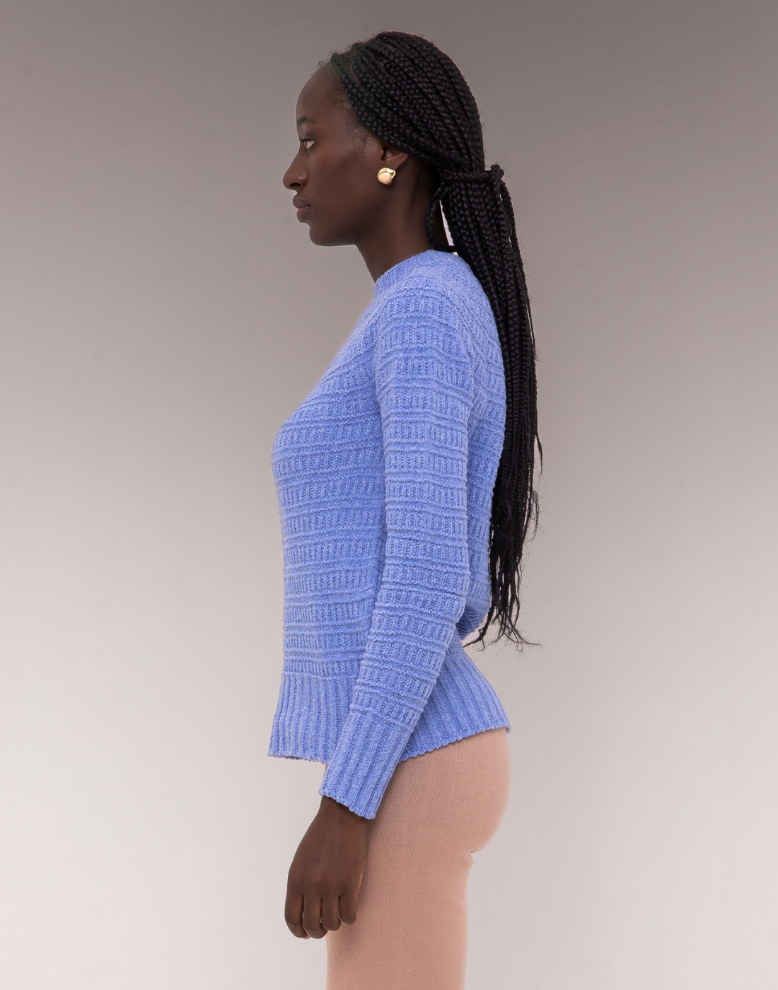 Blusa Mousse com Gola Avulsa Laurette Azul Claro