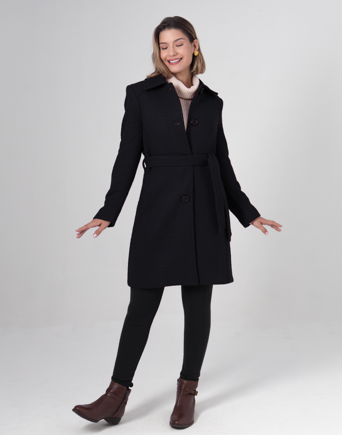 Casaco Lã Domi Comprido Preto