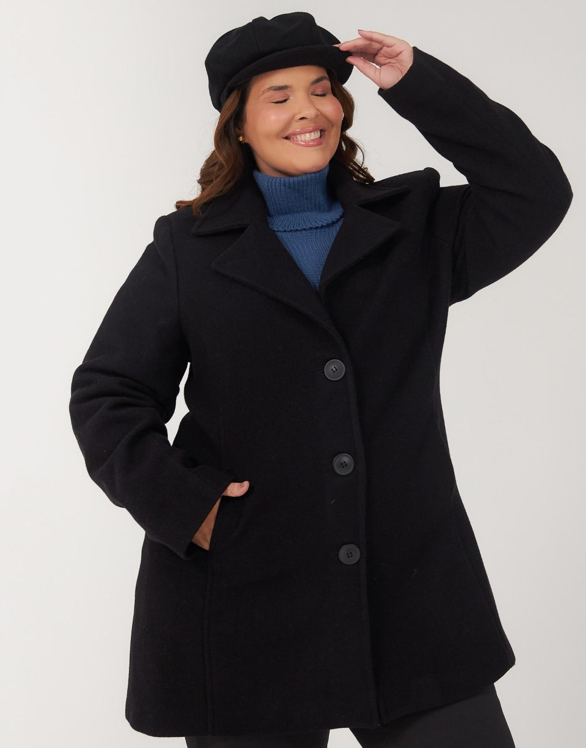 Casaco Lã Italiana Trento Gola Blazer Preto