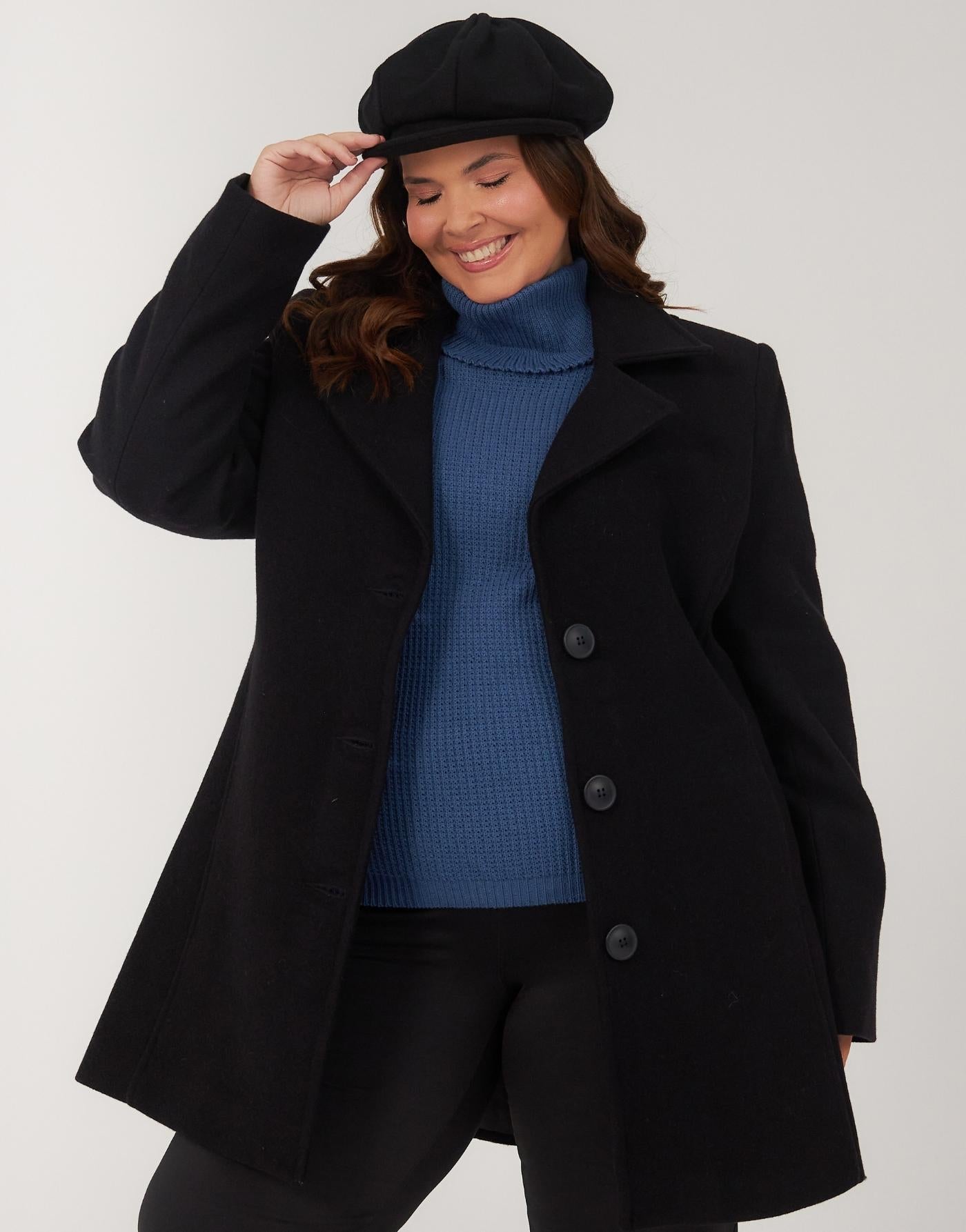 Casaco Lã Italiana Trento Gola Blazer Preto