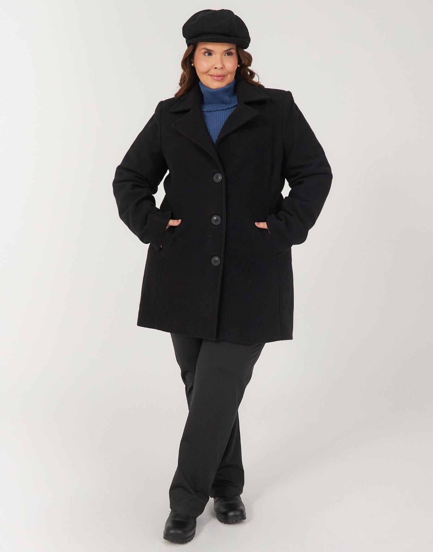 Casaco Lã Italiana Trento Gola Blazer Preto