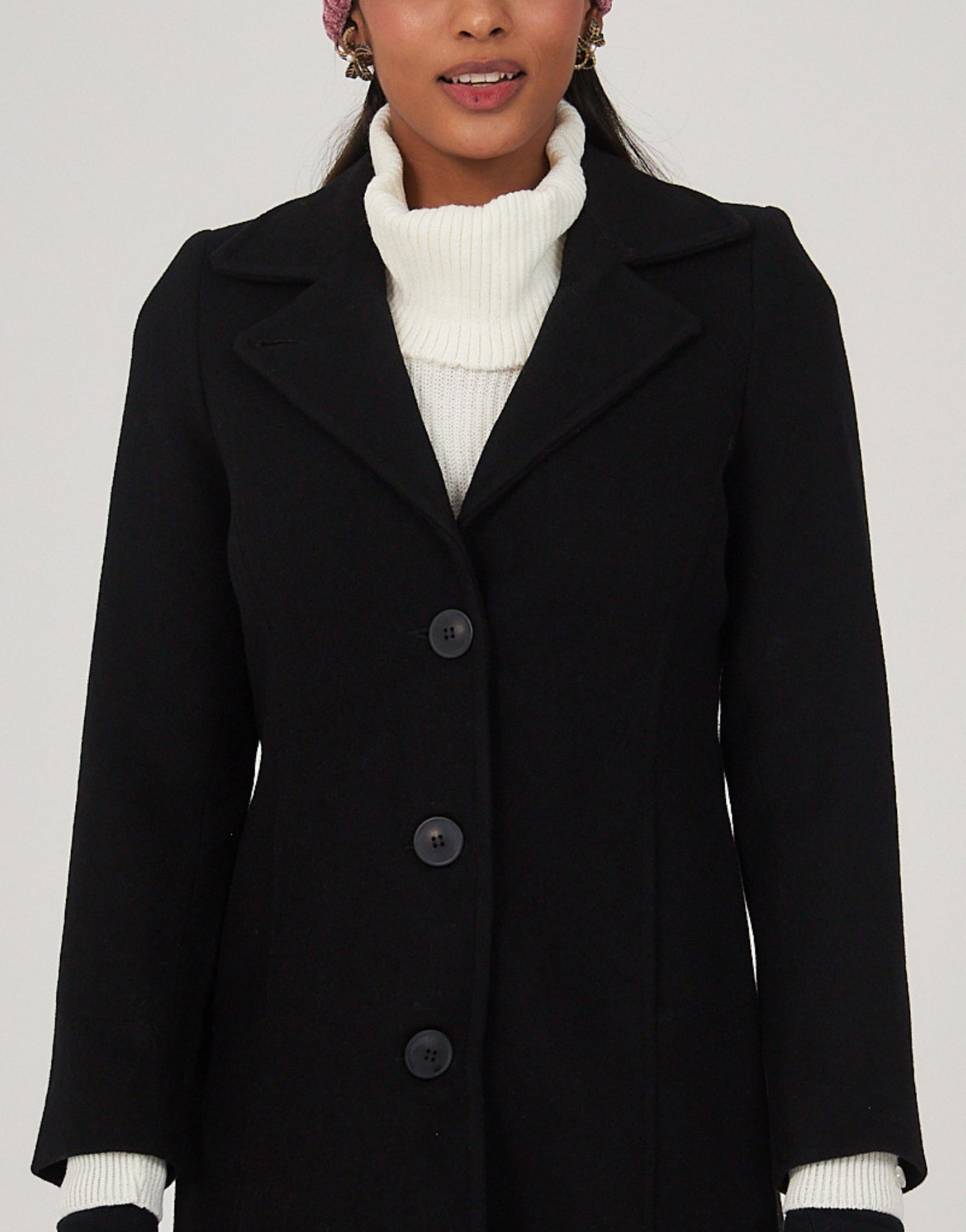 Casaco Lã Italiana Trento Gola Blazer Preto