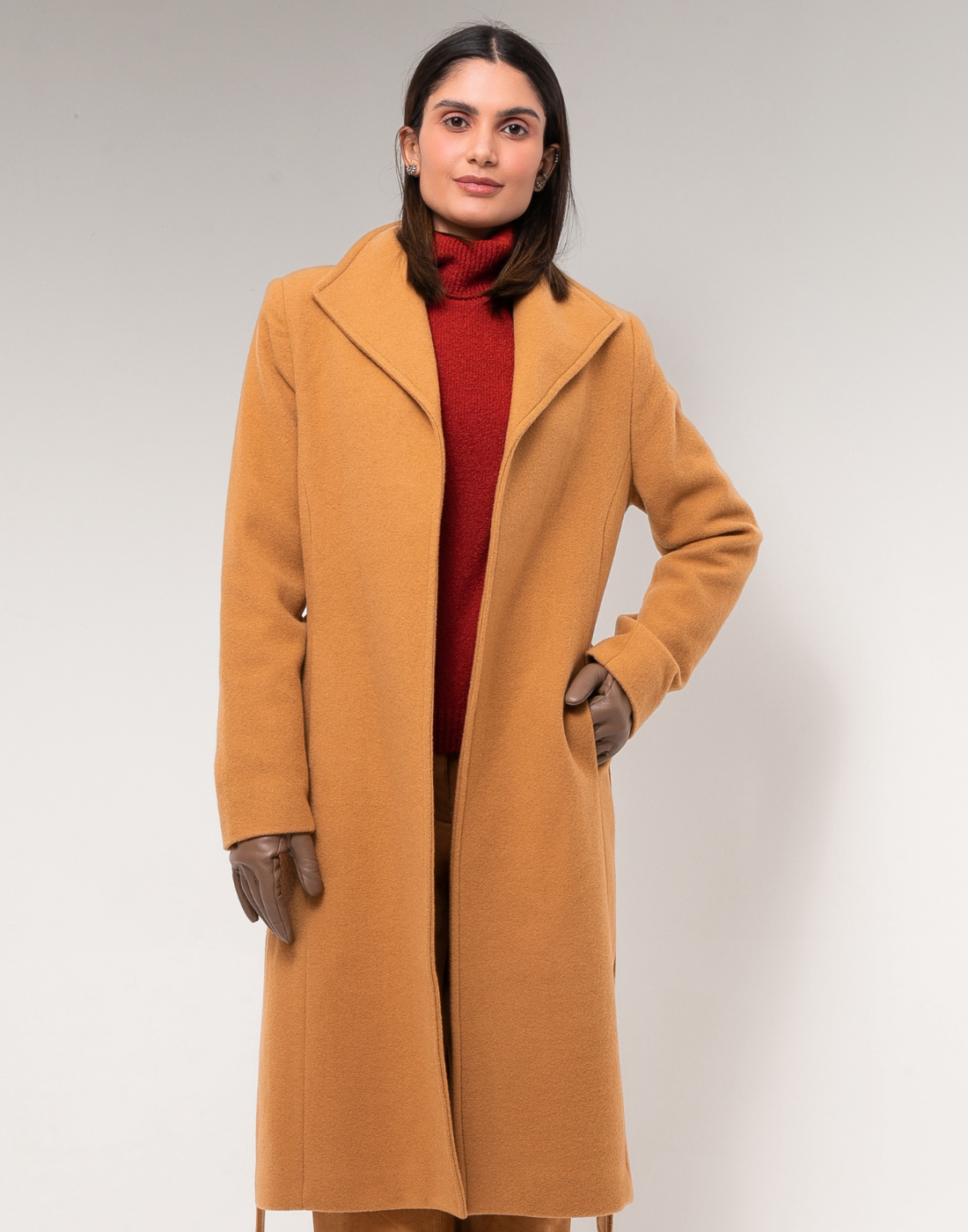 Casaco Lã com Faixa Alba Caramelo