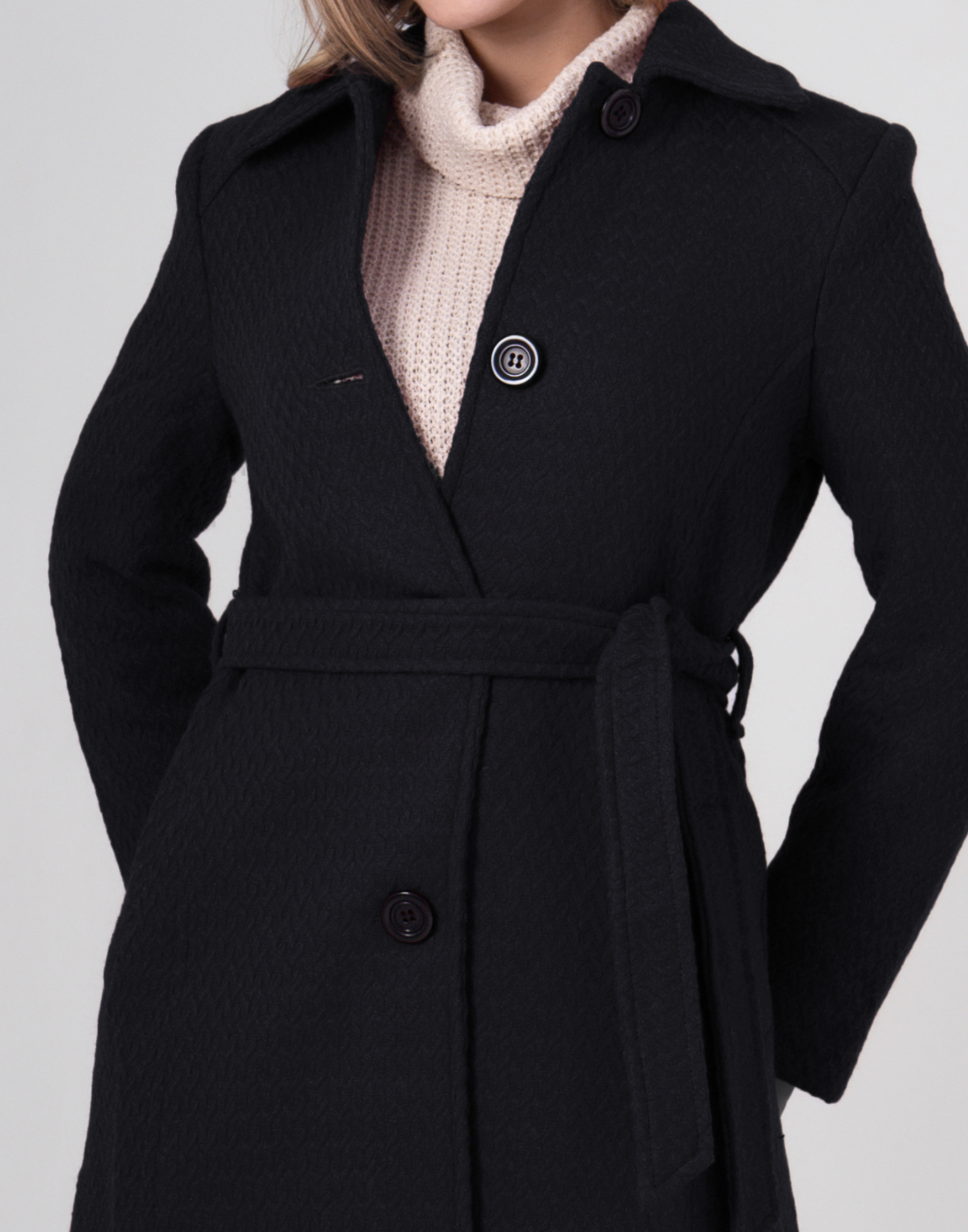 Casaco Lã Domi Comprido Preto