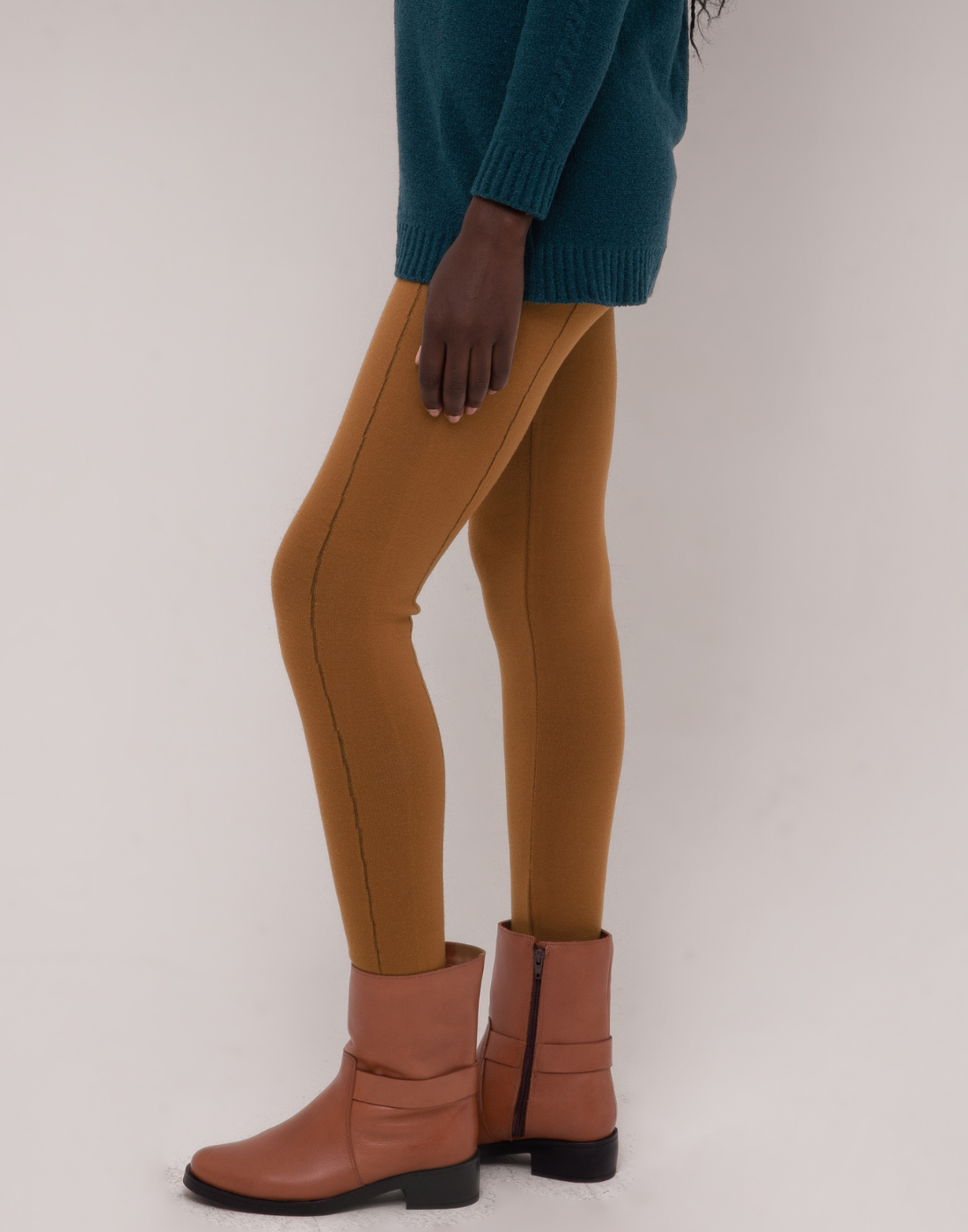 Legging Tricot Invernada Stripe Caramelo Outonal