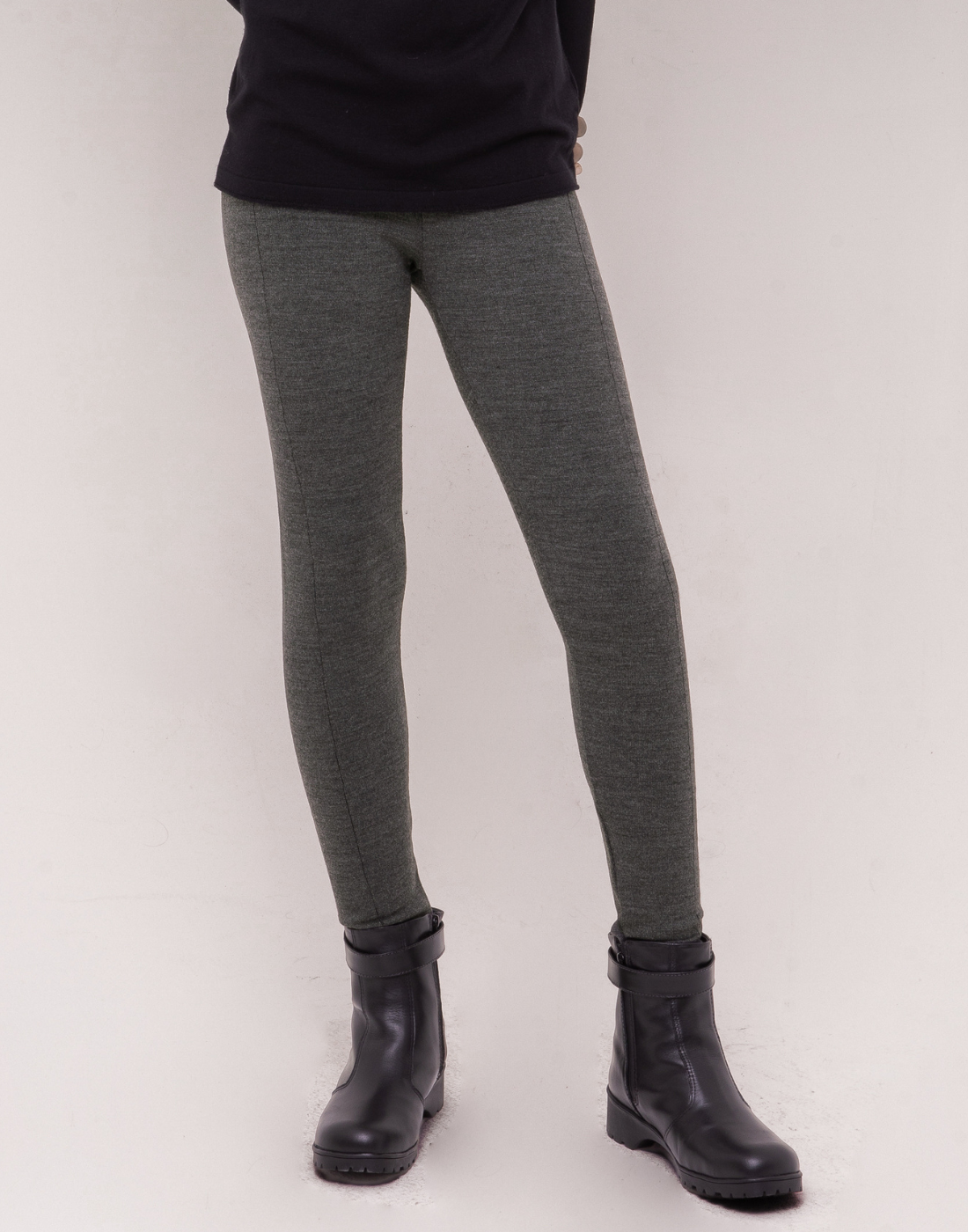 Legging Tricot Invernada Stripe Chumbo Mescla