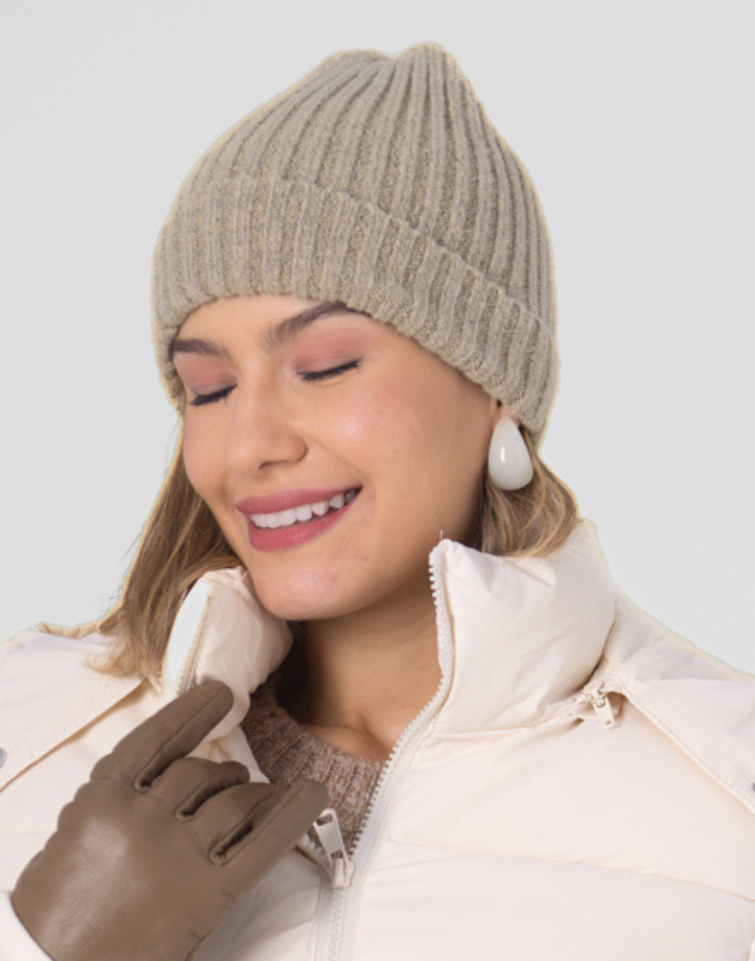 Gorro Canelado Soft Bege