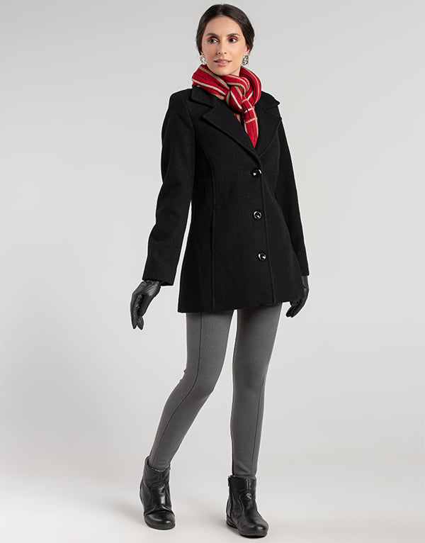 Casaco Lã Italiana Trento Gola Blazer Preto