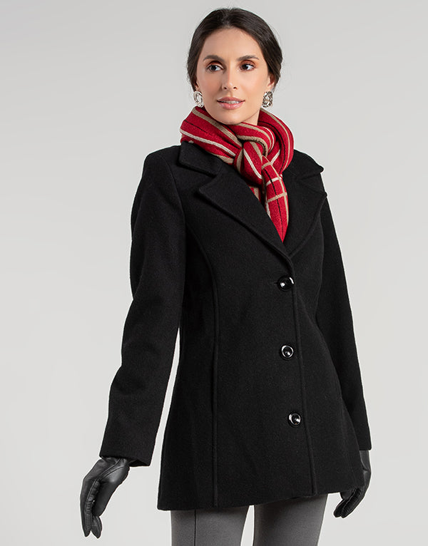 Casaco Lã Italiana Trento Gola Blazer Preto