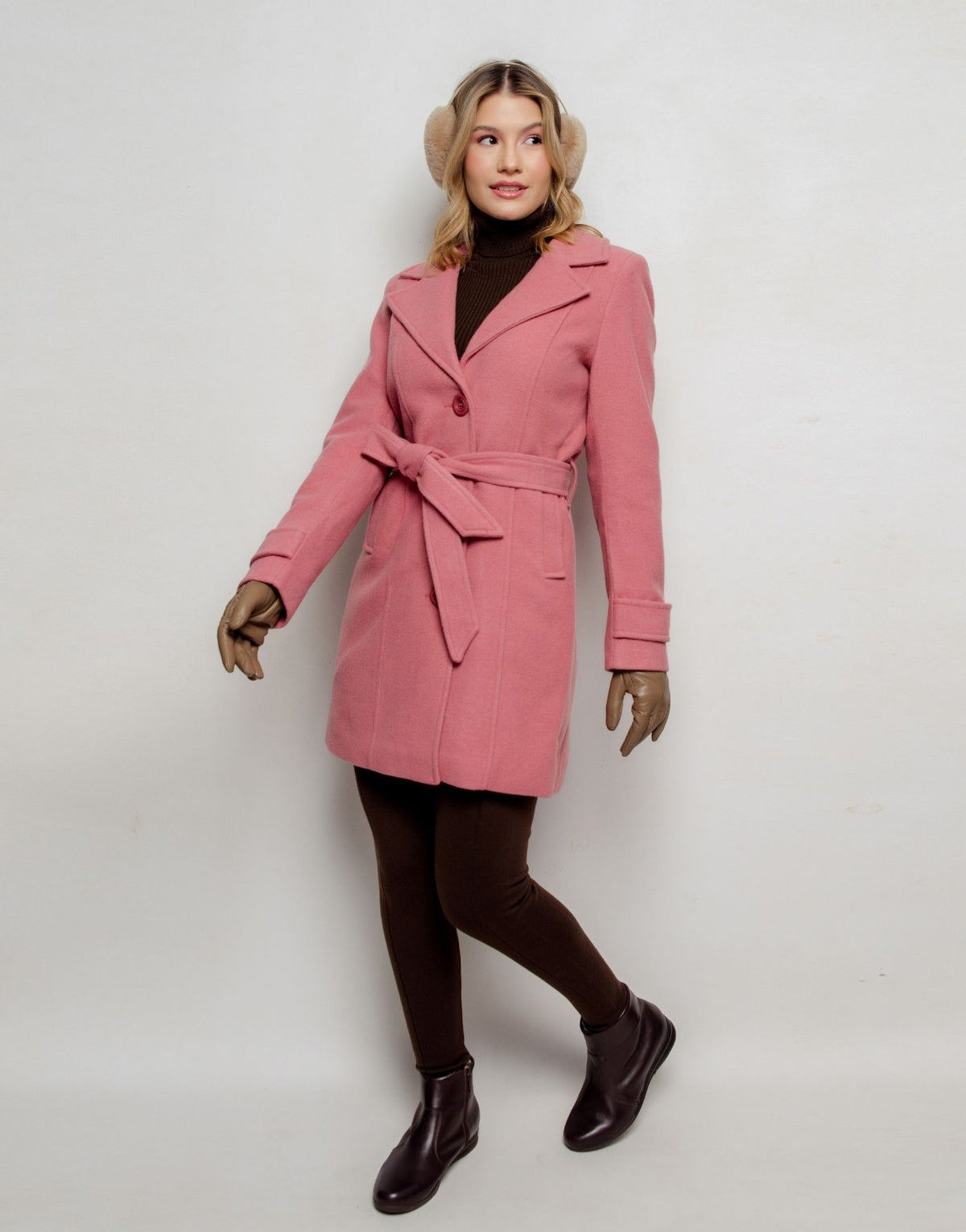 Casaco de Lã Natural Trench Mayfair Rosa Seco