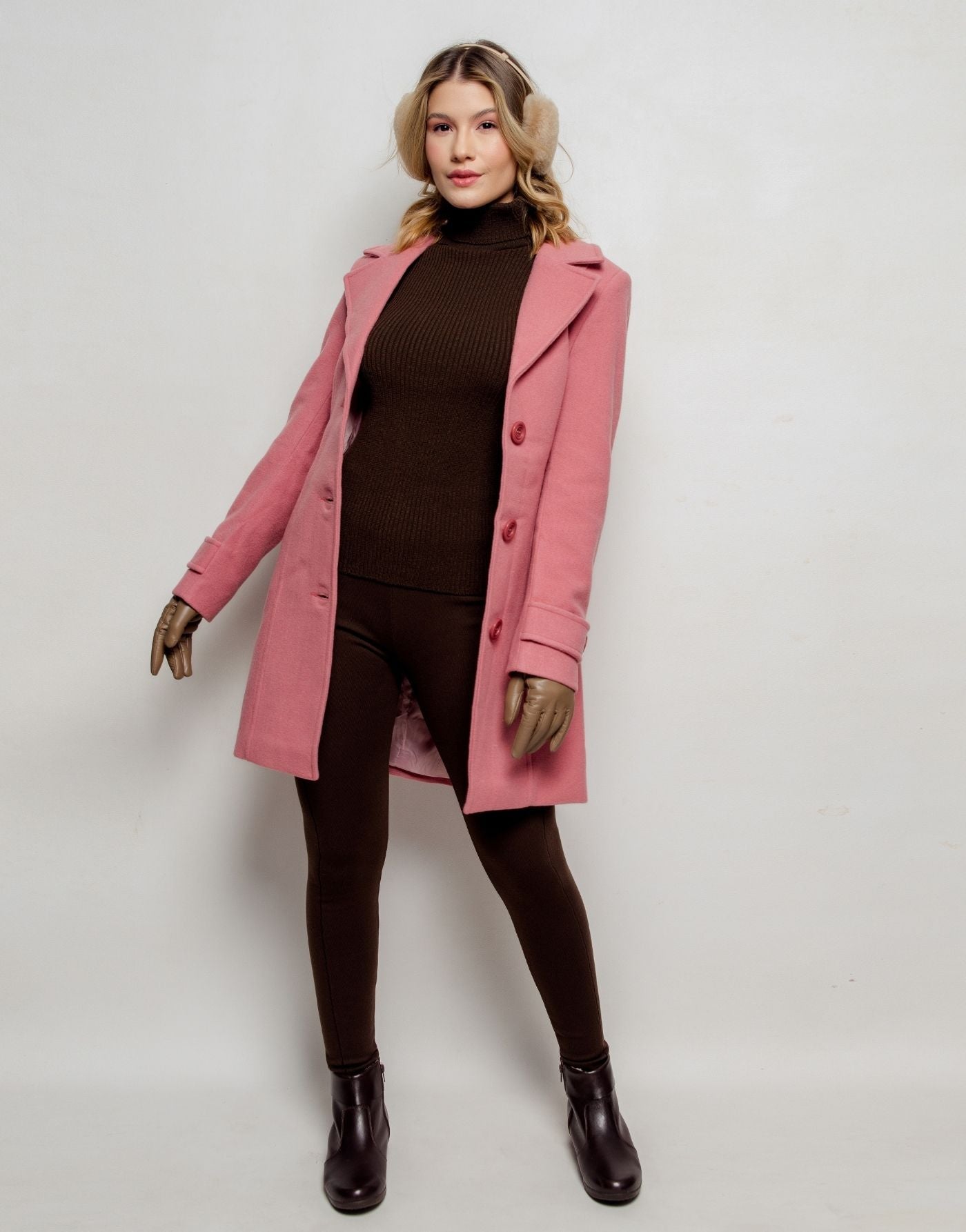 Casaco de Lã Natural Trench Mayfair Rosa Seco