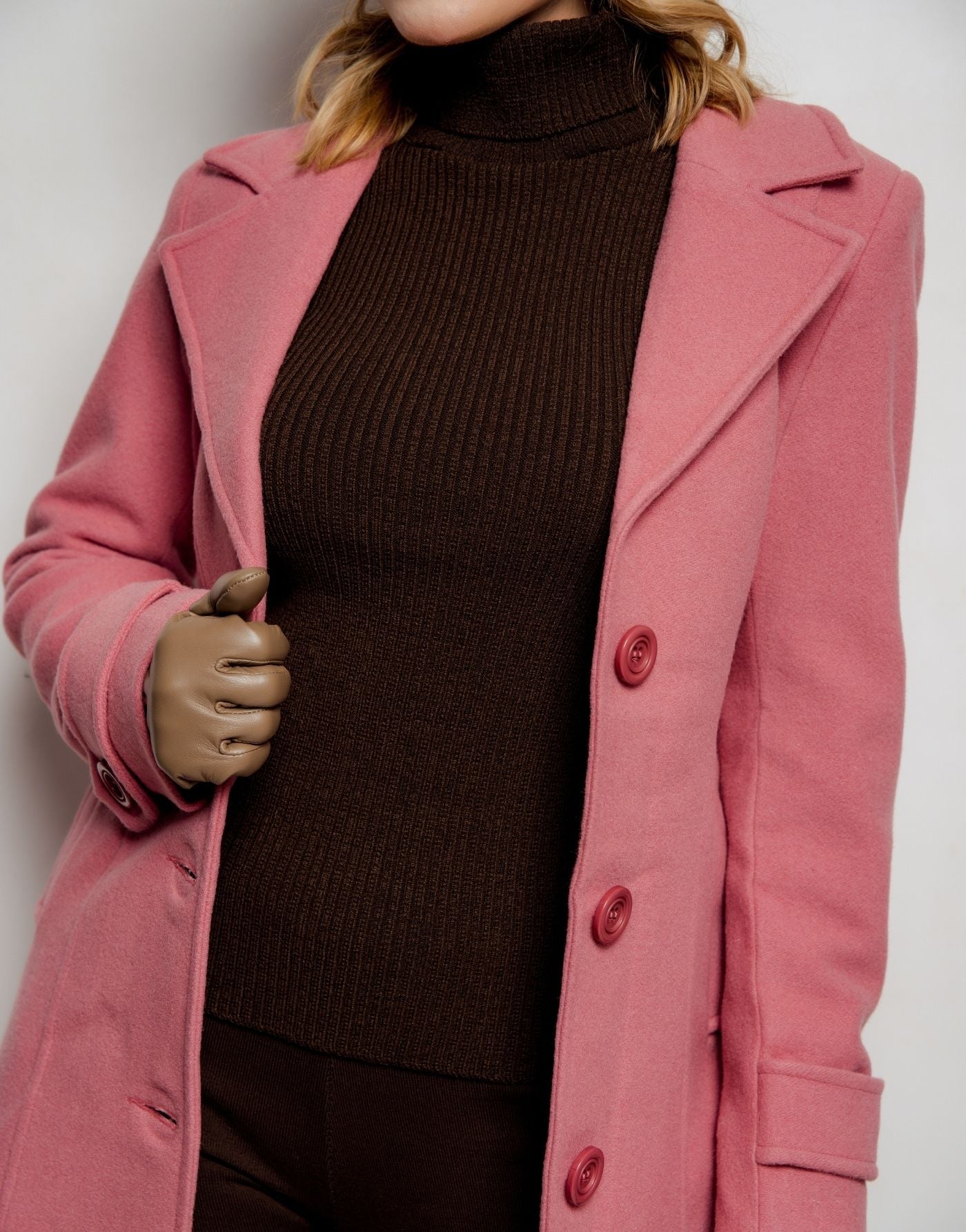 Casaco de Lã Natural Trench Mayfair Rosa Seco