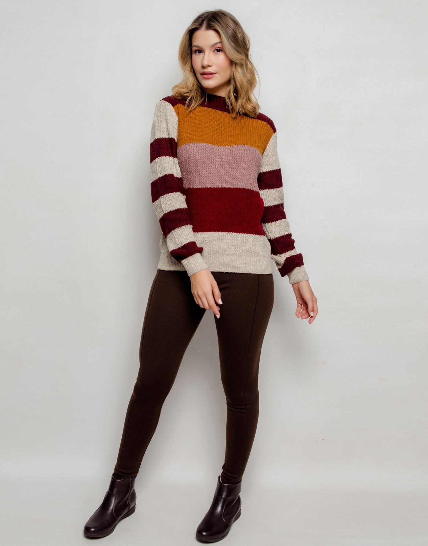 Legging Tricot Invernada Stripe Marrom