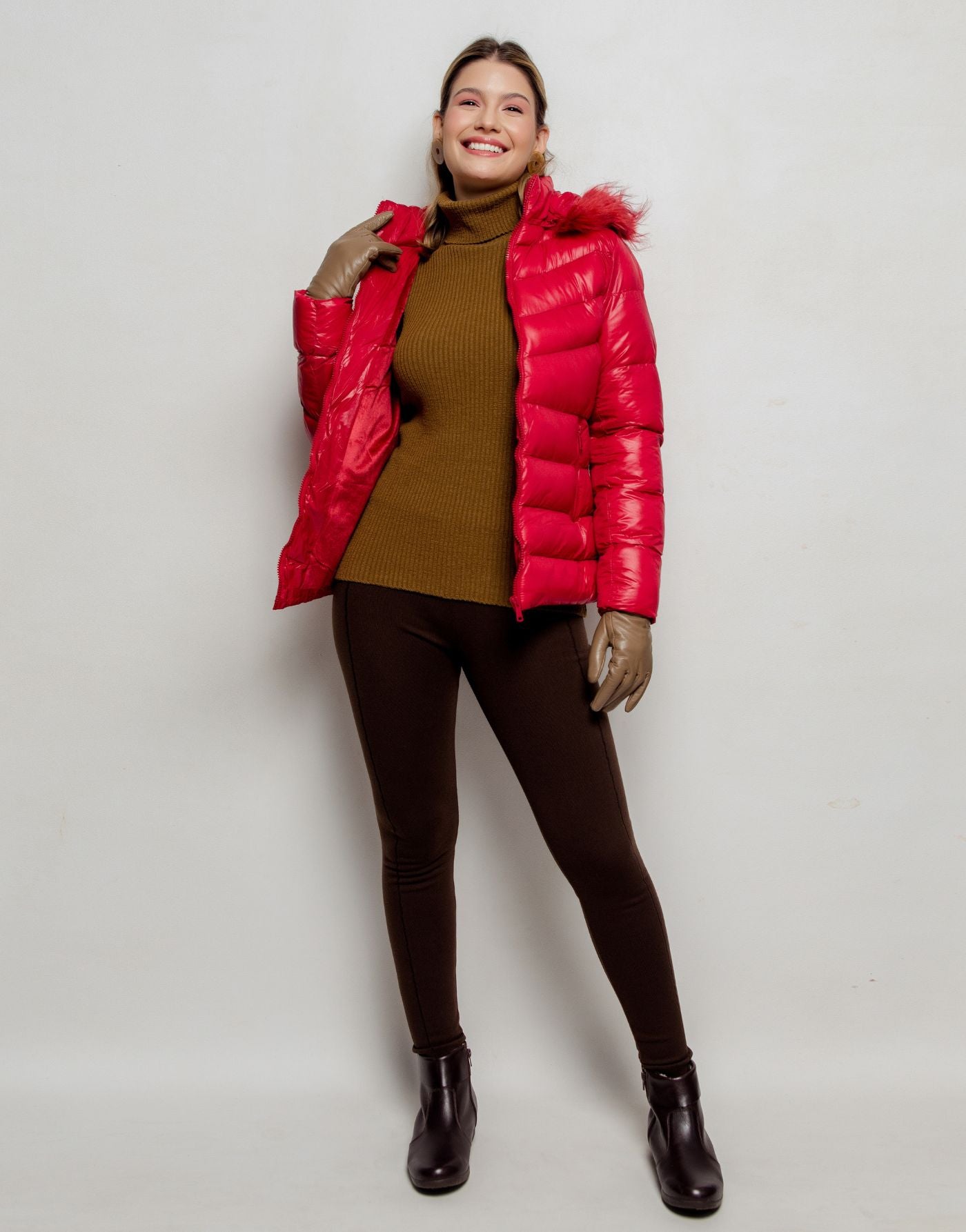 Legging Tricot Invernada Stripe Marrom