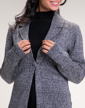 Blazer Tricot Lurex Chumbo