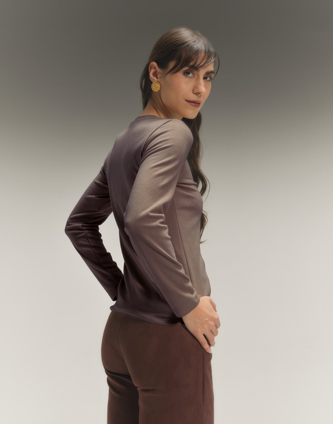 Blusa Aire Careca Marrom Mescla