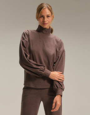 Blusa Aire Deslocada Marrom Mescla