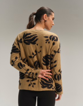 Blusa Floralis Plumosa Preto