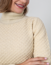 Blusa Jaquard Lurex Bege