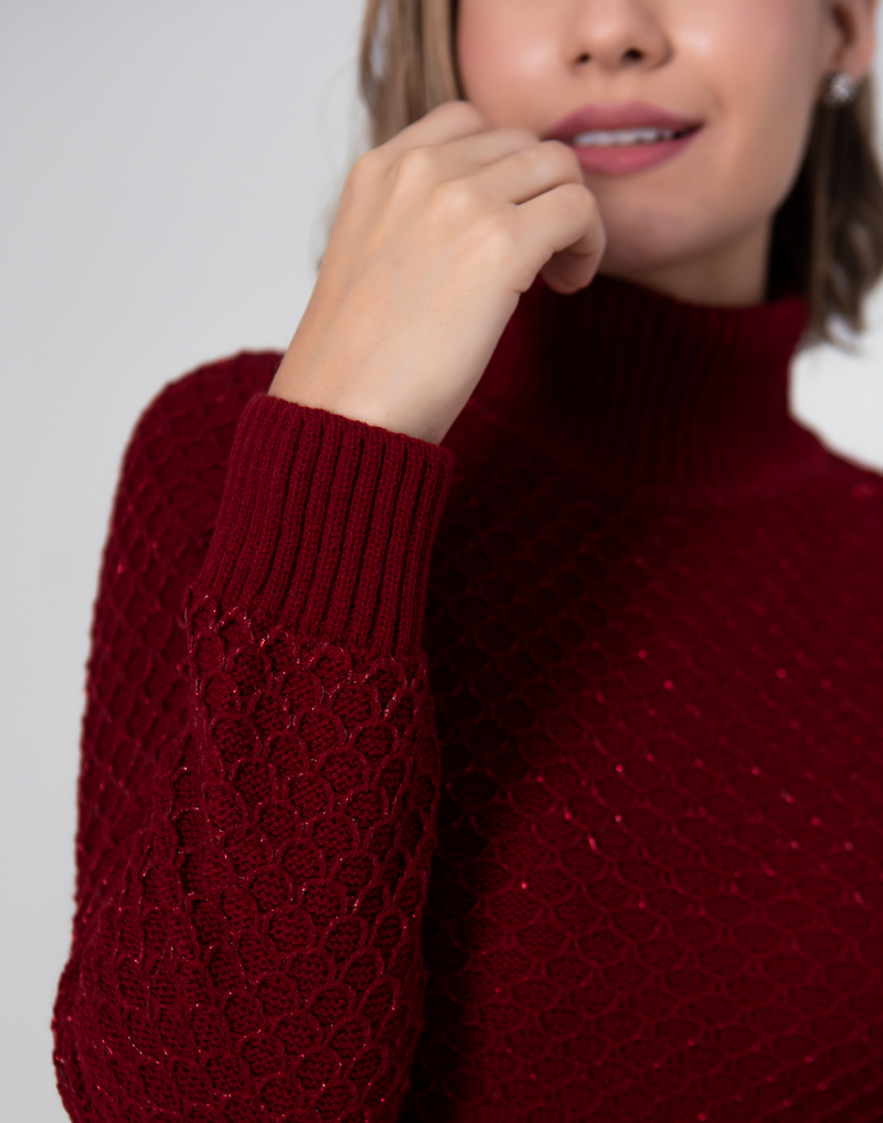 Blusa Jaquard Lurex Vermelha