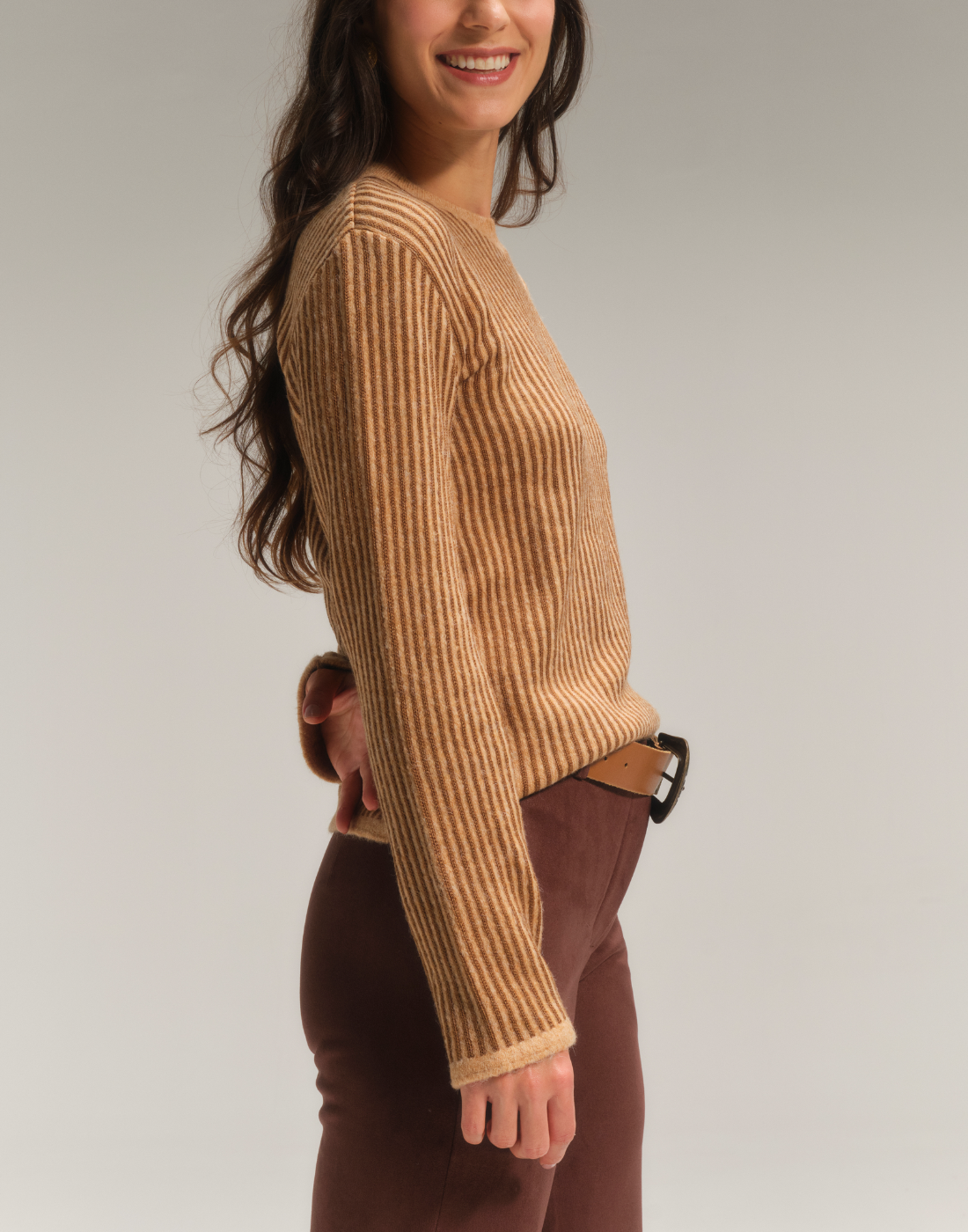 Blusa Listrada Nubbis Caramelo Nórdico