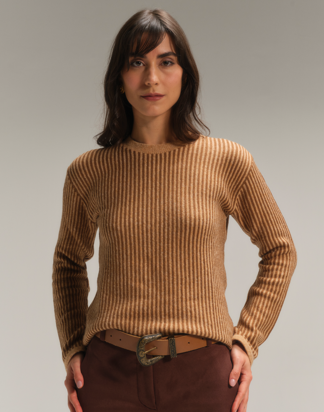 Blusa Listrada Nubbis Caramelo Nórdico