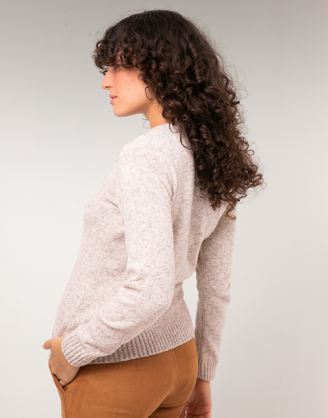 Blusa Mousse Básica Bege Névoa