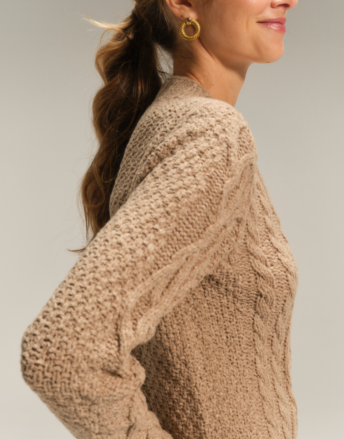 Blusa Mousse Trançada Halley Caqui