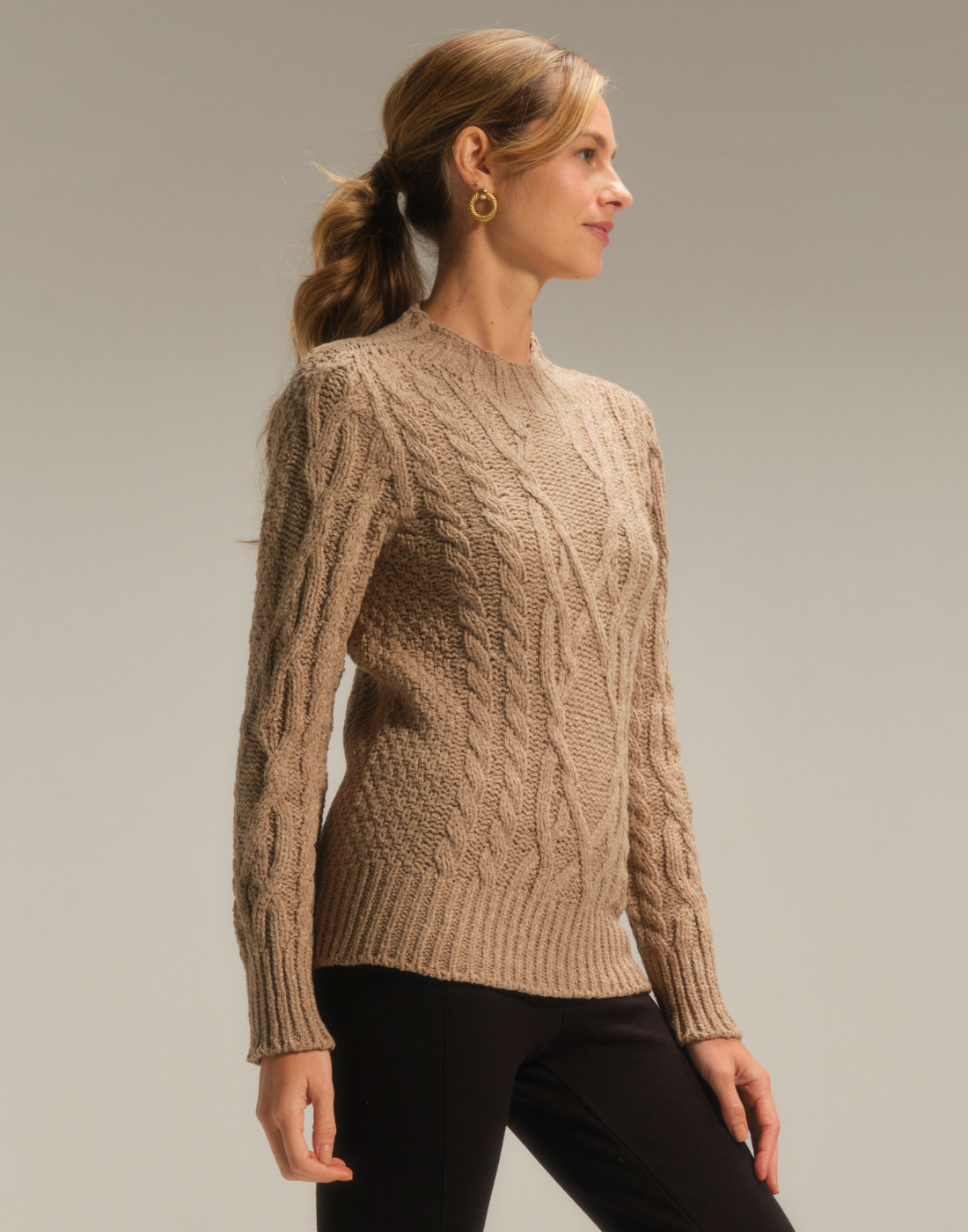 Blusa Mousse Trançada Halley Caqui