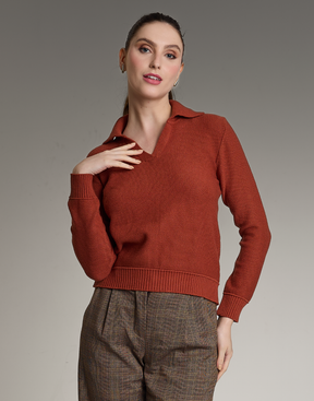 Blusa Polo Tricot Telha