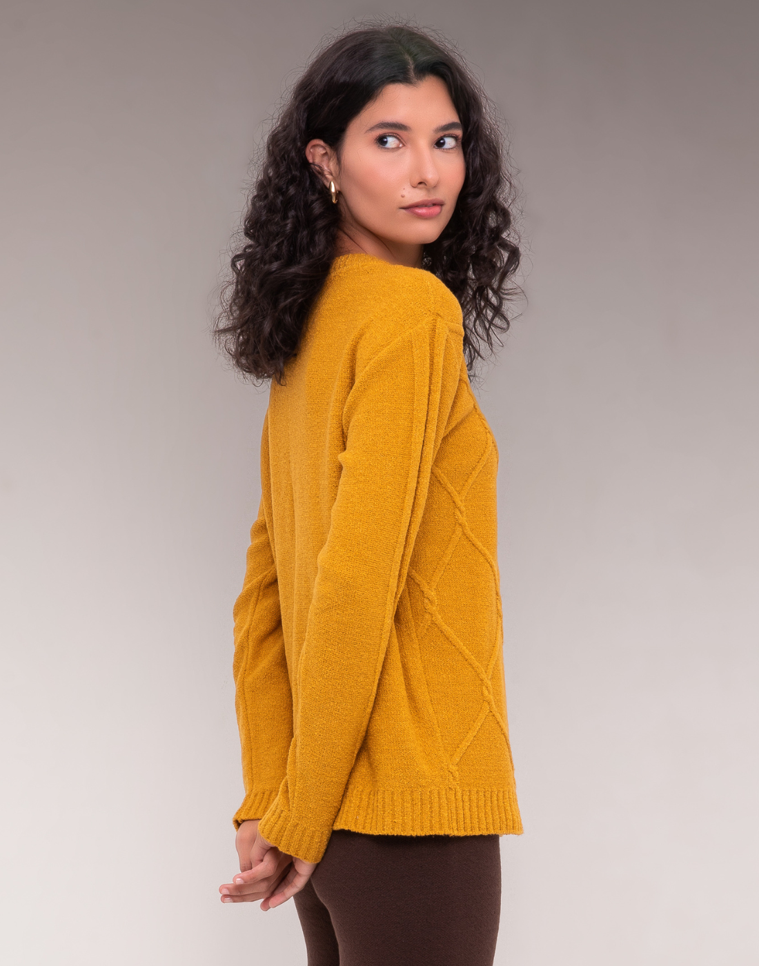 Maxi Blusa Losangos Oliz Mostarda