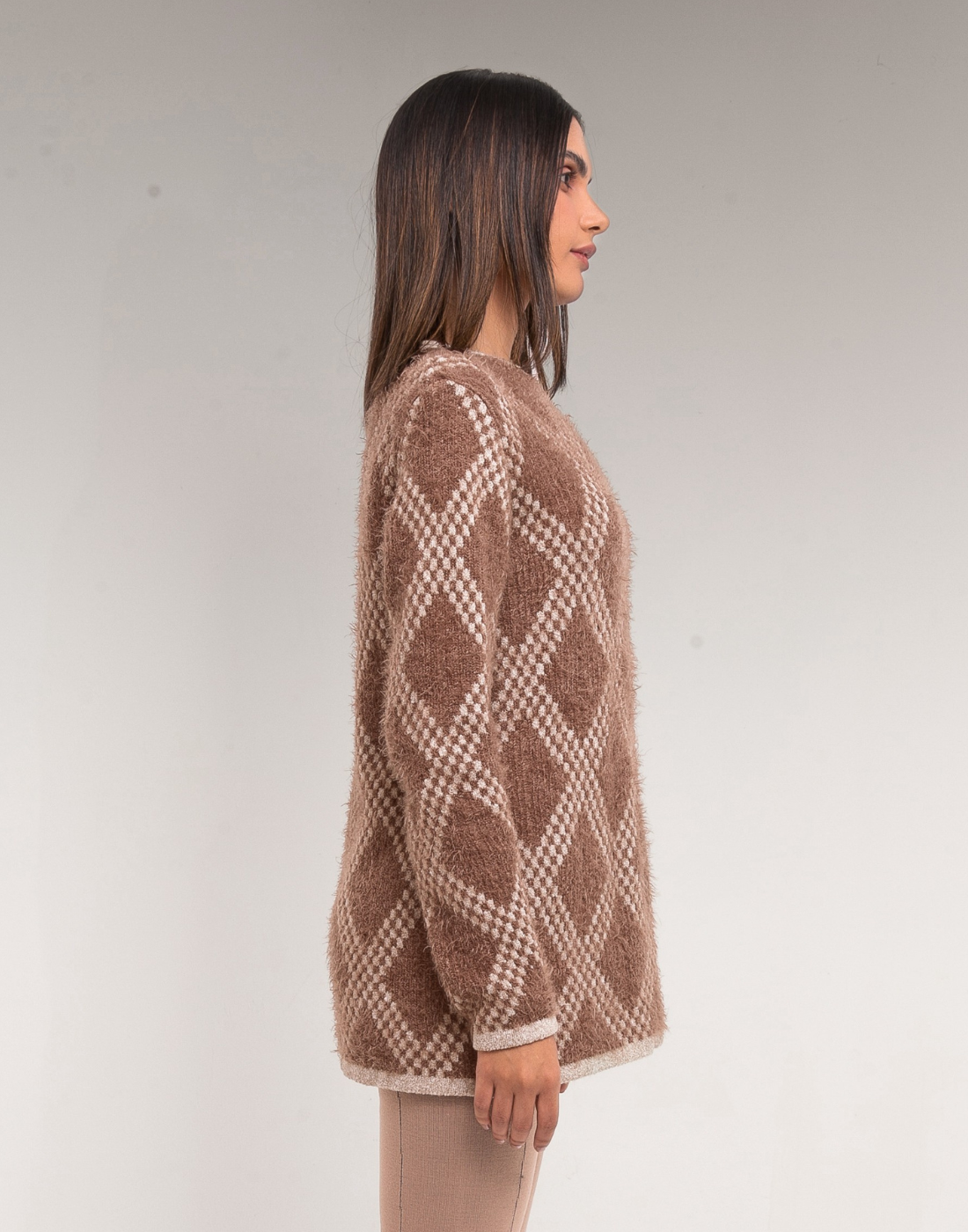 Blusa Angorá Losangos Genebra Avelã