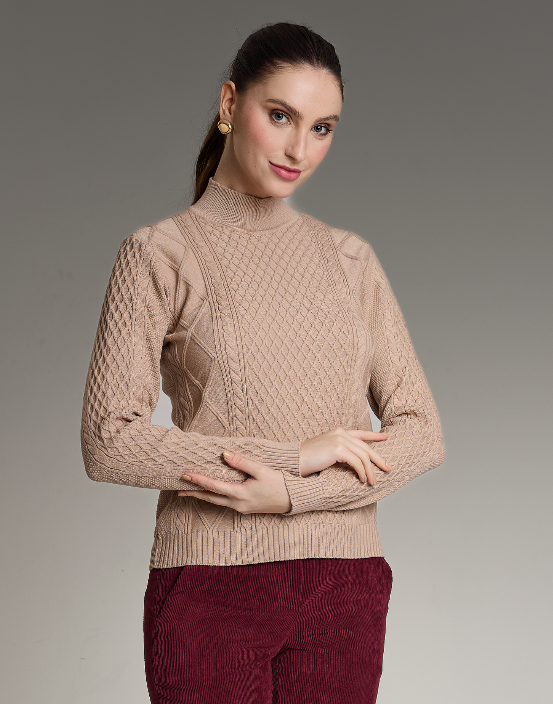 Blusa Aran Highland Bege