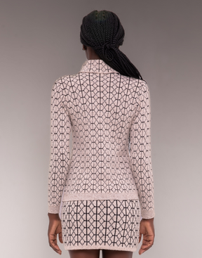 Blusa Mousse Geométrica Bege e Preta
