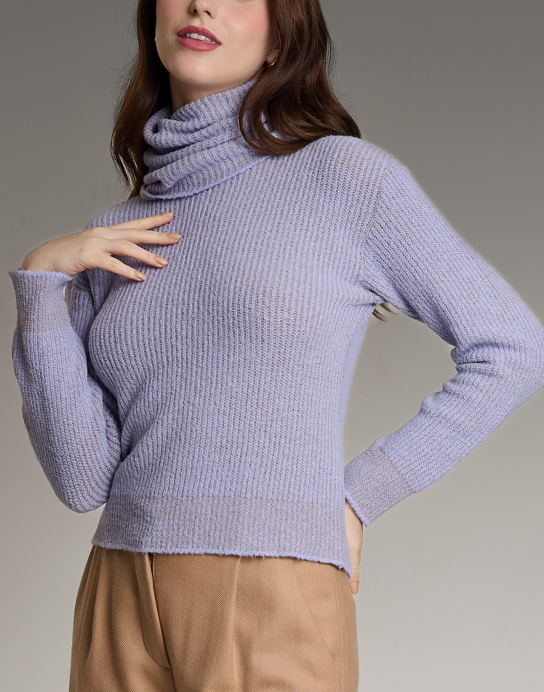 Blusa Ombro Deslocado Maxi Gola Niege Lilás