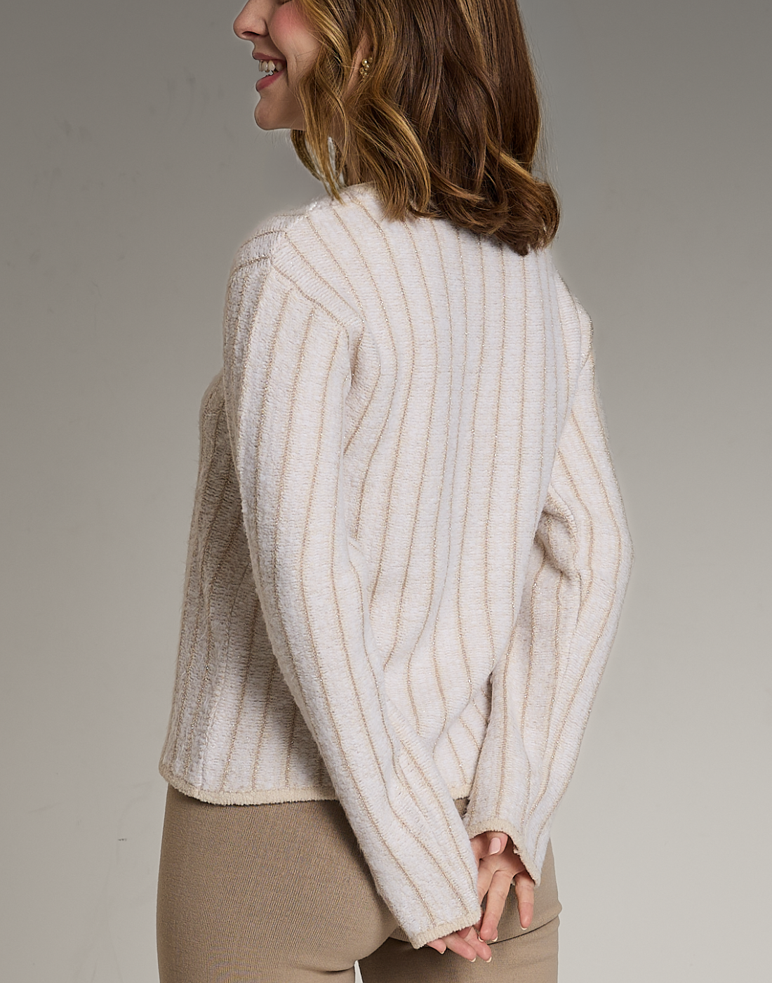 Blusa Listrada Glenlight Branca com Lurex