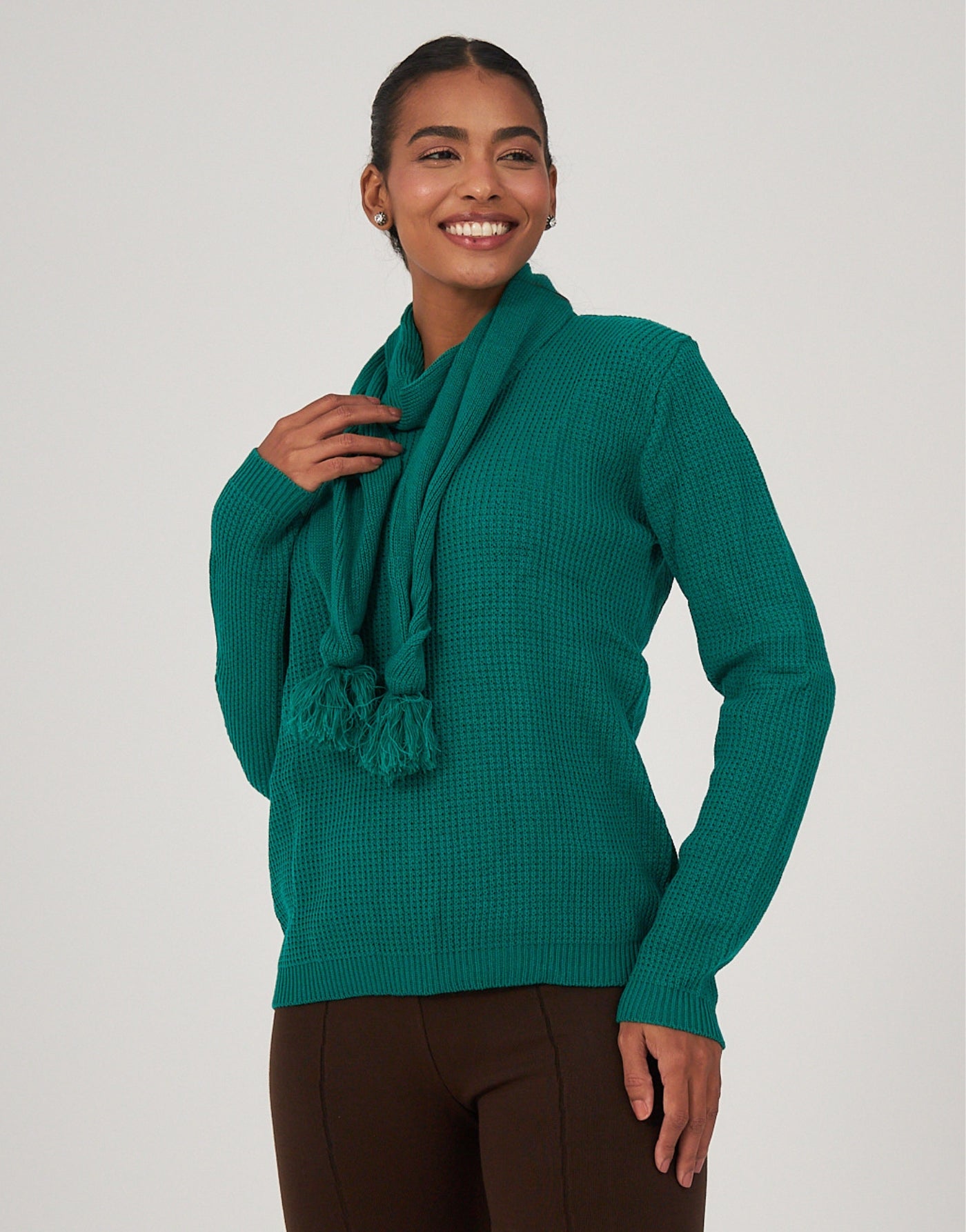 Blusa com Cachecol Fitzrovia Verde Winter