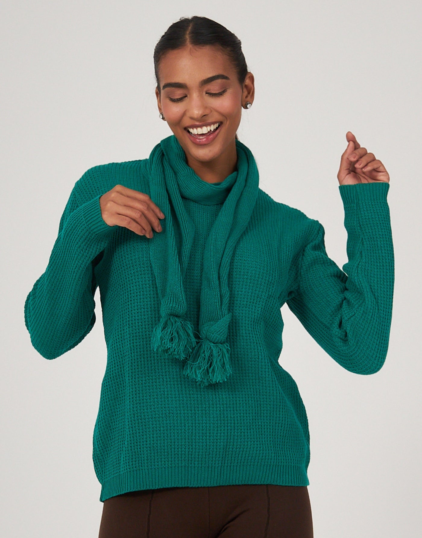 Blusa com Cachecol Fitzrovia Verde Winter