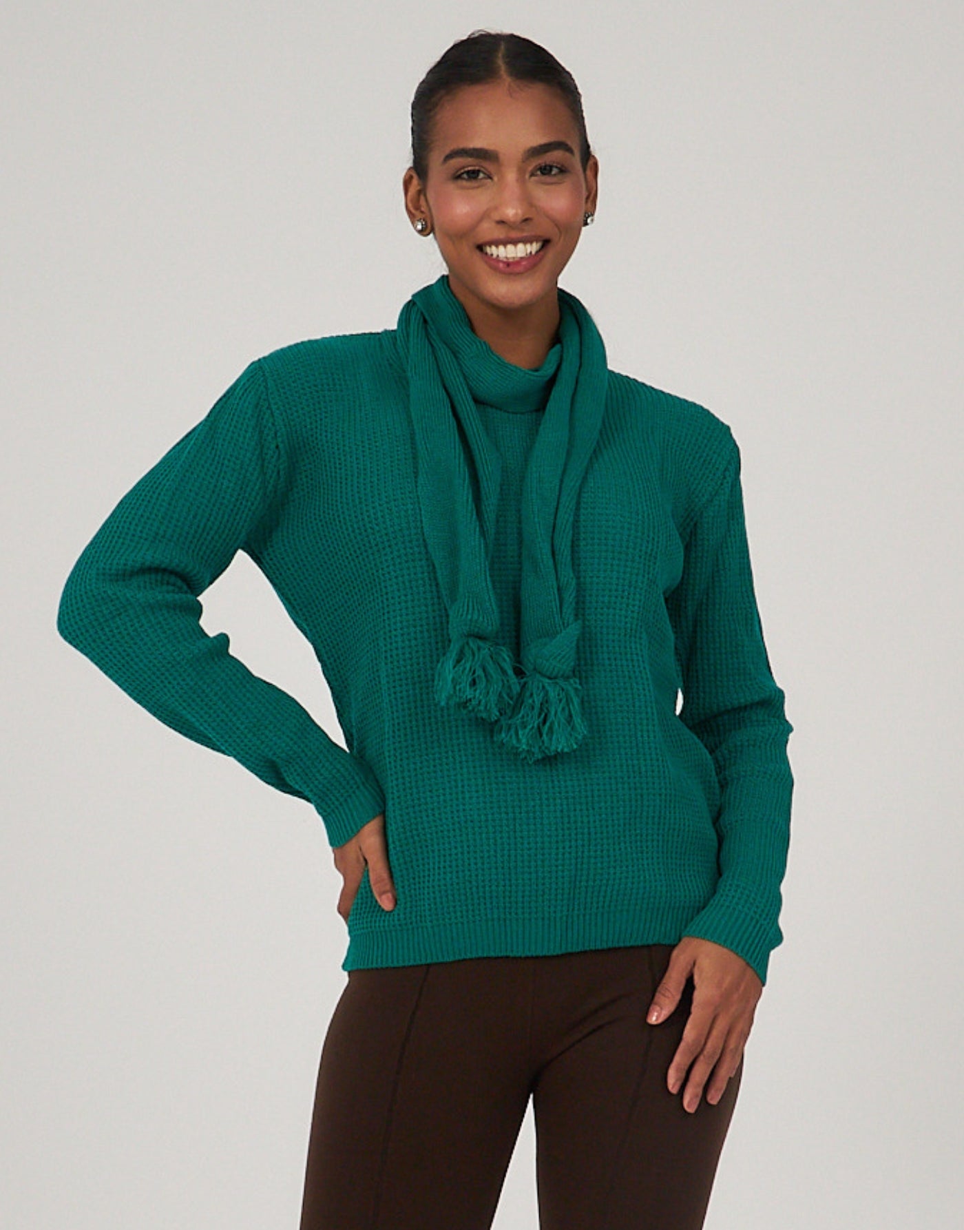 Blusa com Cachecol Fitzrovia Verde Winter