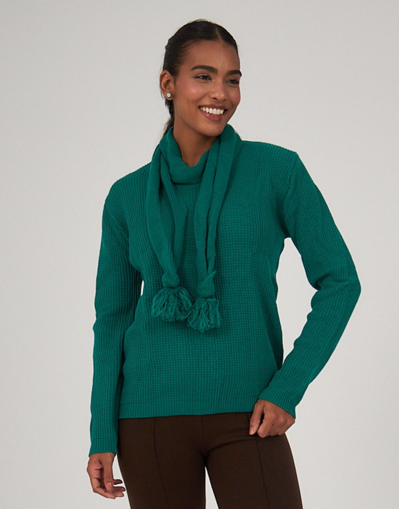 Blusa com Cachecol Fitzrovia Verde Winter