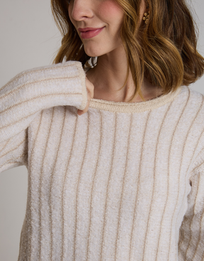 Blusa Listrada Glenlight Branca com Lurex