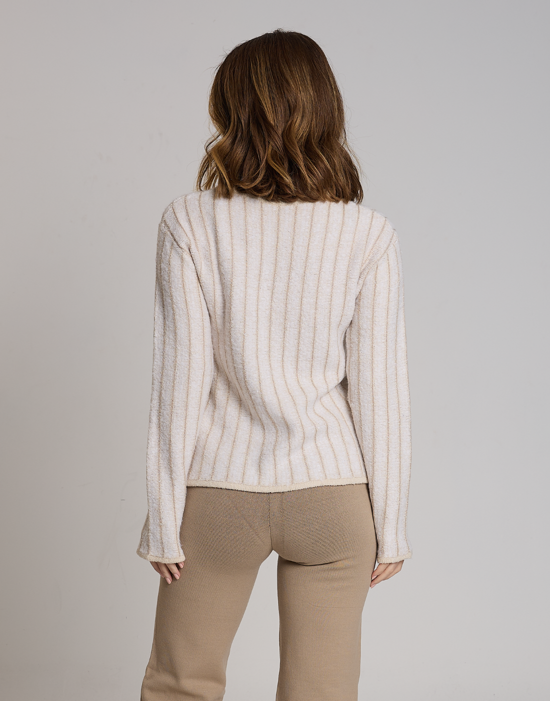 Blusa Listrada Glenlight Branca com Lurex