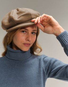 Boina Newsboy Lã Bege Canela
