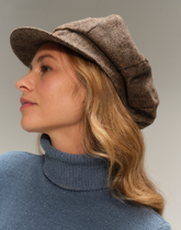 Boina Newsboy Lã Tweed Marrom Dark