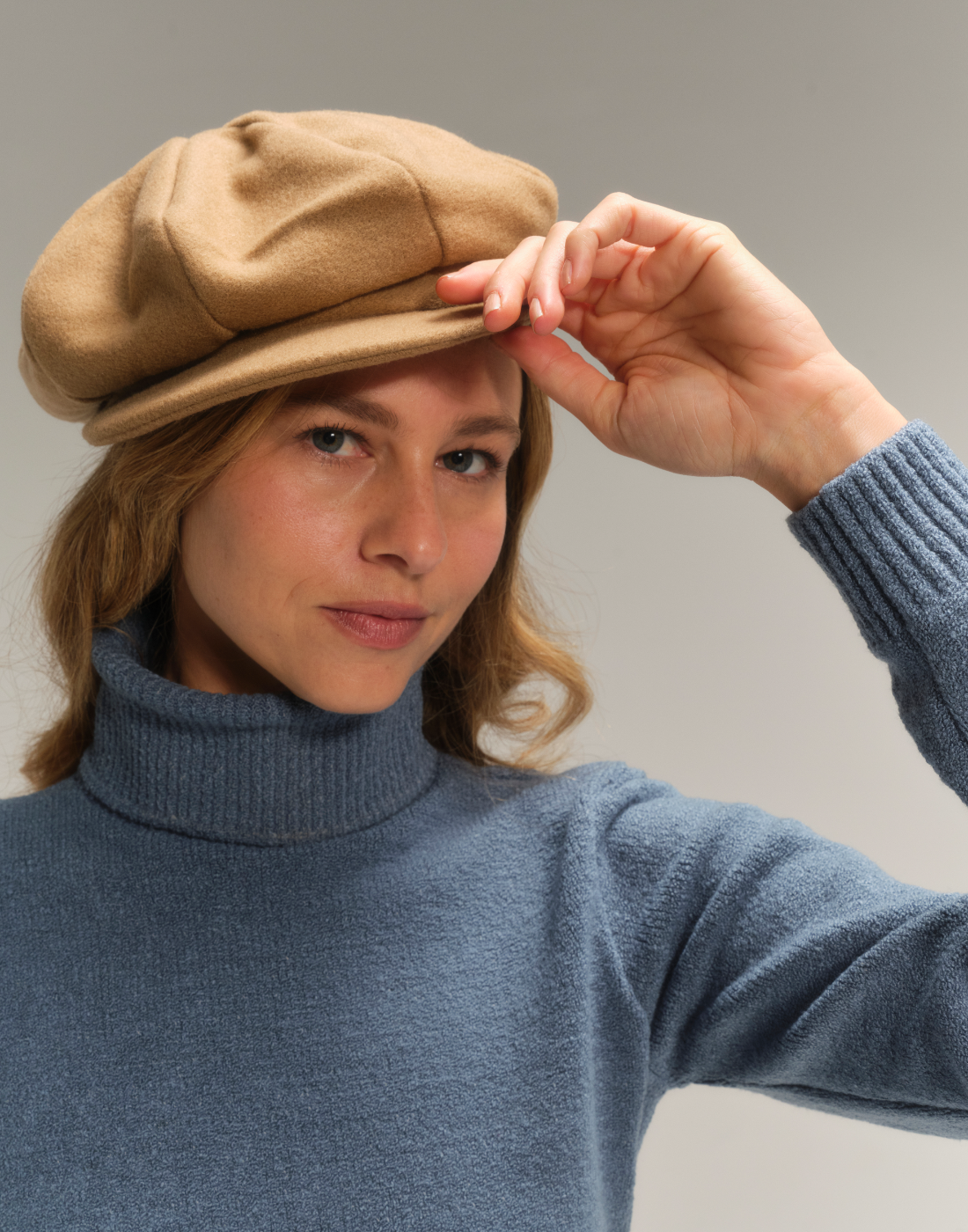 Boina Newsboy Lã Caramelo Toffee