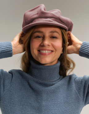 Boina Newsboy Lã Rosa Seco